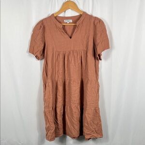 Polagram Terracotta Mini Dress Women’s Large‎ Front Pockets Cotton Blend